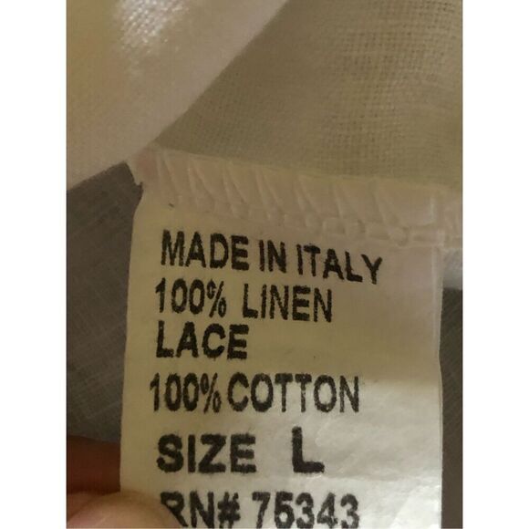 Vanessa Zani Women Tunic Blouse Lace Italy Linen White SZ L - Picture 10 of 10